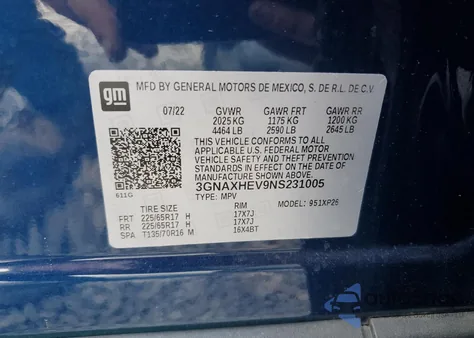 2022 Chevrolet Equinox Ls from USA, damaged, VIN 3GNAXHEV9NS231005